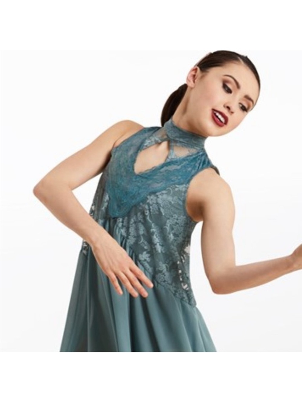 Teal Lace Halter Dance Dress